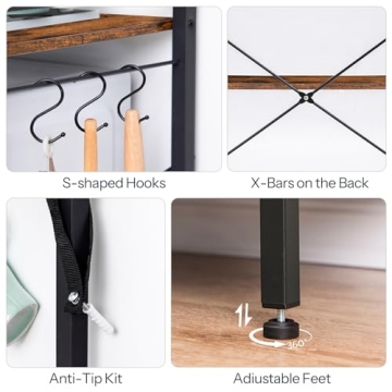 HOOBRO 4-Tier Kitchen Bakers Rack with Storage Coffee Bar