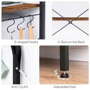 HOOBRO 4-Tier Kitchen Bakers Rack with Storage Coffee Bar