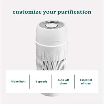 Homedics 5-in-1 PetPlus UV-C Air Purifier - 360-Degree HEPA Filter for 266 Sq Ft, Air Purifiers for Pets, Bedroom, and Home with Essential Oil Pads and Built-In Timer, 3 Speed Settings, White
