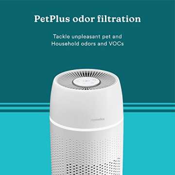 Homedics 5-in-1 PetPlus UV-C Air Purifier - 360-Degree HEPA Filter for 266 Sq Ft, Air Purifiers for Pets, Bedroom, and Home with Essential Oil Pads and Built-In Timer, 3 Speed Settings, White
