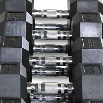 WF Athletic Supply Rubber Coated Hex Dumbbell Set, Multiple Choices Available - Dumbbells with Rack Stand and Mat, or Dumbbells Only (200/550/1200/2100/3000 LB) (e. 5-50LB w/ 3-tier Rack and Mat)
