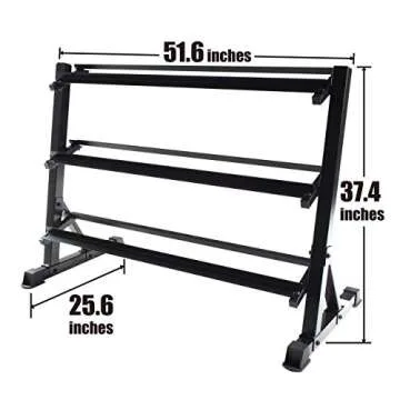 WF Athletic Supply Rubber Coated Hex Dumbbell Set, Multiple Choices Available - Dumbbells with Rack Stand and Mat, or Dumbbells Only (200/550/1200/2100/3000 LB) (e. 5-50LB w/ 3-tier Rack and Mat)