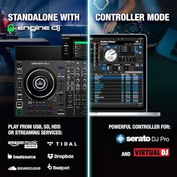 Denon DJ SC LIVE 4 Standalone DJ Controller with Stem Separation on 4-Decks, Wi-Fi Streaming, Build-in Speakers, Serato DJ and Virtual DJ Compatible