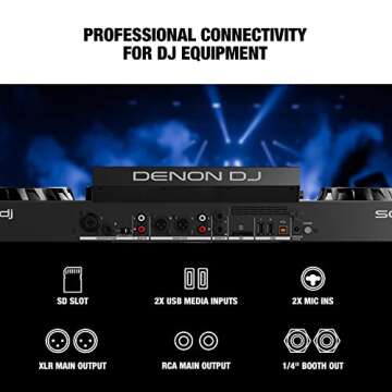 Denon DJ SC LIVE 4 Standalone DJ Controller with Stem Separation on 4-Decks, Wi-Fi Streaming, Build-in Speakers, Serato DJ and Virtual DJ Compatible