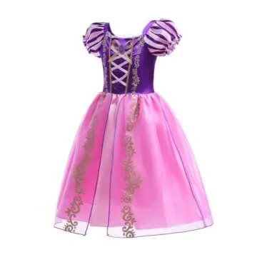 Dressy Daisy Little Girls Long Hair Princess Fancy Dress Up Costume Halloween Birthday Party Cosplay Outfit with Size 6