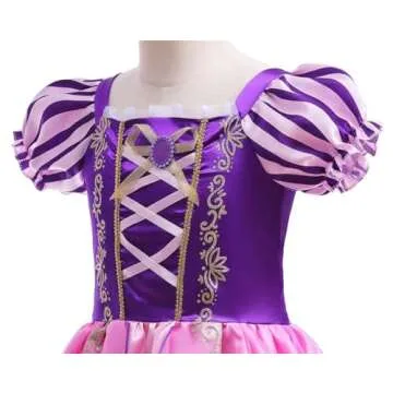 Dressy Daisy Little Girls Long Hair Princess Fancy Dress Up Costume Halloween Birthday Party Cosplay Outfit with Size 6