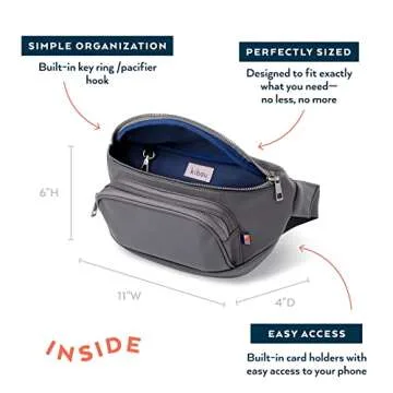 Kibou Vegan Premium Leather Fanny Pack Diaper Bag: Detachable Compact Changing Pad & Baby Wipes Storage - Wear as Belt Bag, on Waist, or Crossbody (Gray)