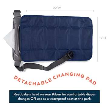 Kibou Vegan Premium Leather Fanny Pack Diaper Bag: Detachable Compact Changing Pad & Baby Wipes Storage - Wear as Belt Bag, on Waist, or Crossbody (Gray)