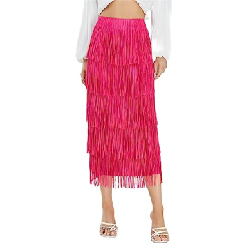Elegant Kisidoo Women's Fringe High Waist Skirt