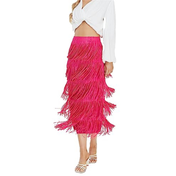 Elegant Kisidoo Women's Fringe High Waist Skirt