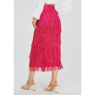 Elegant Kisidoo Women's Fringe High Waist Skirt