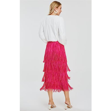 Elegant Kisidoo Women's Fringe High Waist Skirt