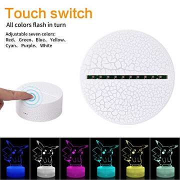 JIAKAI 3D Illusion Night Light,7 Colors Gradual Changing Touch Switch USB Table Lamp for Holiday Gif...