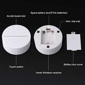 JIAKAI 3D Illusion Night Light,7 Colors Gradual Changing Touch Switch USB Table Lamp for Holiday Gifts or Home Decorations (01) BPKQ