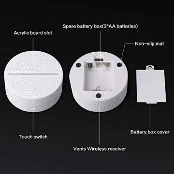 JIAKAI 3D Illusion Night Light,7 Colors Gradual Changing Touch Switch USB Table Lamp for Holiday Gifts or Home Decorations (01) BPKQ