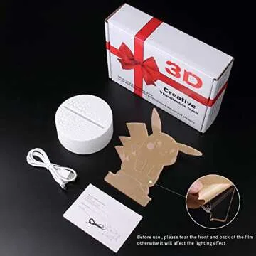 JIAKAI 3D Illusion Night Light,7 Colors Gradual Changing Touch Switch USB Table Lamp for Holiday Gifts or Home Decorations (01) BPKQ