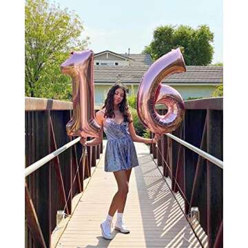 40 Inch Large Rose Gold Number 1 Balloon Extra Big Size Jumbo Mylar Foil Helium Balloons for Birthday Party Celebration Decorations Graduations Wedding Anniversary Baby Shower Supplies Engagement