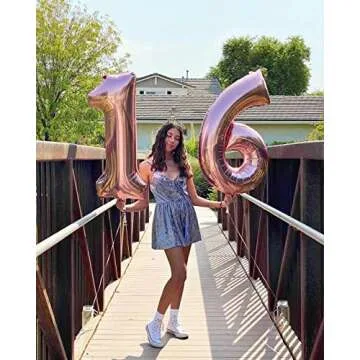 40 Inch Large Rose Gold Number 1 Balloon Extra Big Size Jumbo Mylar Foil Helium Balloons for Birthday Party Celebration Decorations Graduations Wedding Anniversary Baby Shower Supplies Engagement