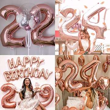 40 Inch Large Rose Gold Number 1 Balloon Extra Big Size Jumbo Mylar Foil Helium Balloons for Birthday Party Celebration Decorations Graduations Wedding Anniversary Baby Shower Supplies Engagement