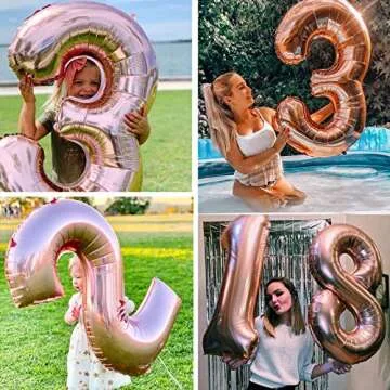 40 Inch Large Rose Gold Number 1 Balloon Extra Big Size Jumbo Mylar Foil Helium Balloons for Birthday Party Celebration Decorations Graduations Wedding Anniversary Baby Shower Supplies Engagement