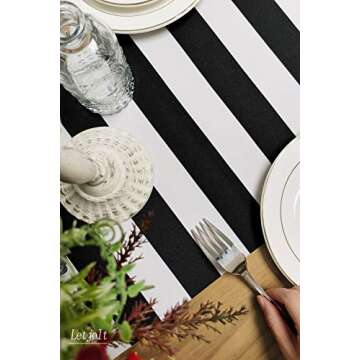 Table Runner Black and White Striped Pattern for Anniversary Runner Dinner Party Supplies Birthday Party Wedding Winter New Years Decorations 12x72 Inches