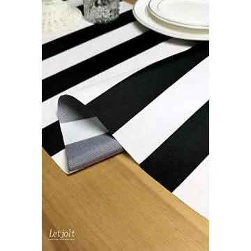 Table Runner Black and White Striped Pattern for Anniversary Runner Dinner Party Supplies Birthday Party Wedding Winter New Years Decorations 12x72 Inches