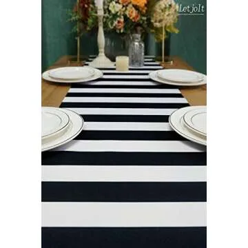 Table Runner Black and White Striped Pattern for Anniversary Runner Dinner Party Supplies Birthday Party Wedding Winter New Years Decorations 12x72 Inches