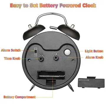 Peakeep Loud Alarm Clock for Kids Learning Telling Time Teaching Clock, 4 Inches Rainbow-Colored Twin Bell Analog Alarm Clock Battery Operated for Heavy Sleepers Adults Teenagers Kids