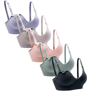Suekaphin Nursing Bra 5pack Wireless Deep V Neck