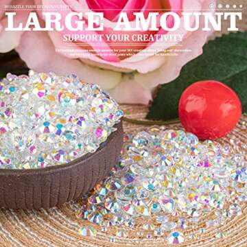 Resin Rhinestones for Crafting, 2/3/4/5/6mm Flatback Jelly Rhinestones, 2 Box Transparent AB Non Hotfix Crystal Gems for Bedazzling Crafts Mugs Tumblers Clothes Makeup Nail