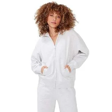 KUT & SO Womens Sweatsuits – Oversized Track Suit 2-Piece Set Includes Zip Hoodie and High-Rise Sweatpants Heather Gray X-Small