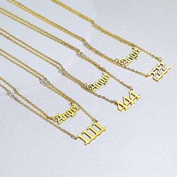 doubgood Angel Number Necklace for Women Men 222 Gold Layered Necklaces 14K Real Gold Plated Numerology Necklace for Gift