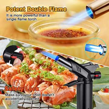 Kitchen Butane Torch Lighters - Professional Cooking Blow Torch for Creme Brulee&Baking Food, Culina...