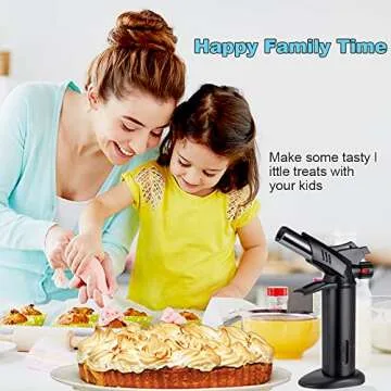 Kitchen Butane Torch Lighters - Professional Cooking Blow Torch for Creme Brulee&Baking Food, Culinary Torches with Dual Flame&Safety Lock (Unfilled Gas)