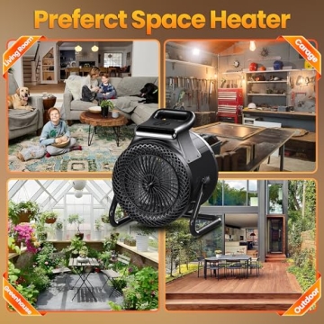 Outdoor Heaters for Patio, 1500W Electric Garage Heater with Remote 3S Fast Heating, Overheat Protection, Thermostat PTC Ceramic Heater with 3 Modes for Greenhouse, Camping Tent Indoor Use