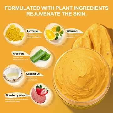Vitamin C and Turmeric Face Scrub Cream Organics Microdermabrasion Facial Scrub Exfoliating Clears B...