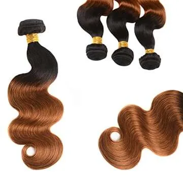 NC NC Ombre Bundles With Closure Body Wave Brazilian Hair Human 100Percentage Unprocessed Virgin (10 12 14+10 closure) 1b30 4 Piece Set