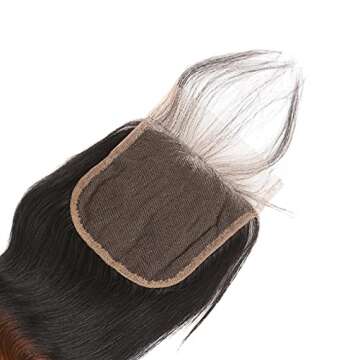 NC NC Ombre Bundles With Closure Body Wave Brazilian Hair Human 100Percentage Unprocessed Virgin (10 12 14+10 closure) 1b30 4 Piece Set