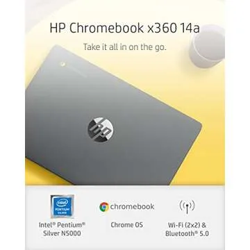 HP Chromebook x360 14a 2-in-1 Laptop, Intel Pentium Silver N5000 Processor, 4 GB RAM, 64 GB eMMC, 14...