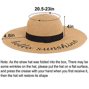 Double Couple Womens Straw Hat Wide Brim Floppy Beach Sun Hat for Women UPF 50+ Adjustable Strap Vacation