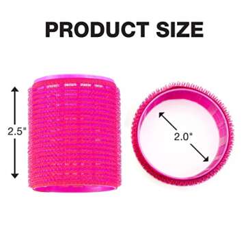 Conair Heatless Curls - Extra Large Hair Rollers - heatless curlers - heatless curls overnight - Velcro Rollers for Hair - Hot Pink - 9 Count w/storage case