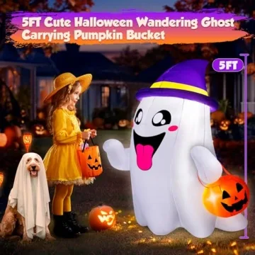 5FT Halloween Inflatables Ghost with LED Lights