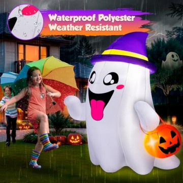5FT Halloween Inflatables Ghost with LED Lights