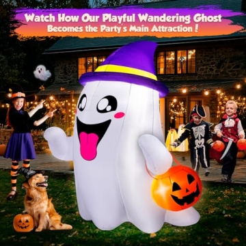 5FT Halloween Inflatables Ghost with LED Lights