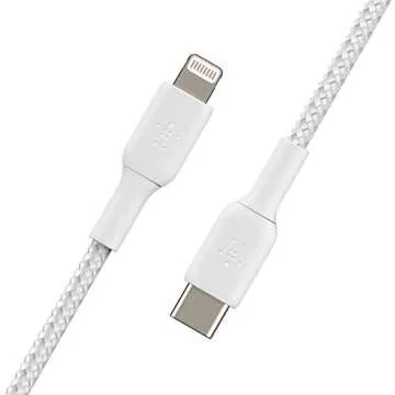 Belkin BoostCharge Nylon Braided USB C to Lightning Cable 6.6ft/2M - MFi Certified 18W Power Deliver...