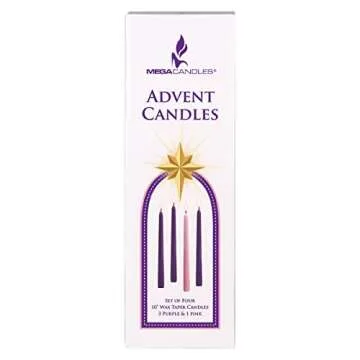 Mega Candles: 4 pcs Advent Taper Candle Set for Christmas
