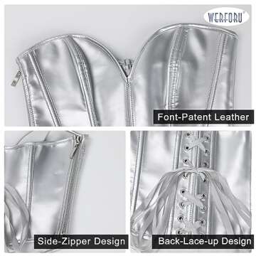 WERFORU PU Leather Corset Top - Chic Fashionable Women's Bustier