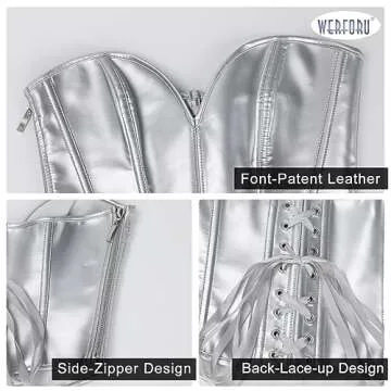 WERFORU PU Leather Corset Top - Chic Fashionable Women's Bustier