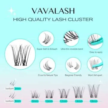 VAVALASH Lash Extension Kit Clear Band Natural Cluster Lashes with Bottom Lash Clusters 5-16MM Individual Lashes Wispy False Lashes with Lash Bond and Seal,Lash Tweezer DIY at Home(Ivy,Kit)