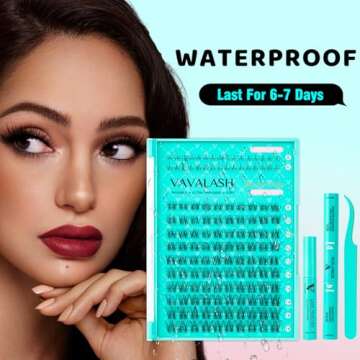 VAVALASH Lash Extension Kit Clear Band Natural Cluster Lashes with Bottom Lash Clusters 5-16MM Individual Lashes Wispy False Lashes with Lash Bond and Seal,Lash Tweezer DIY at Home(Ivy,Kit)
